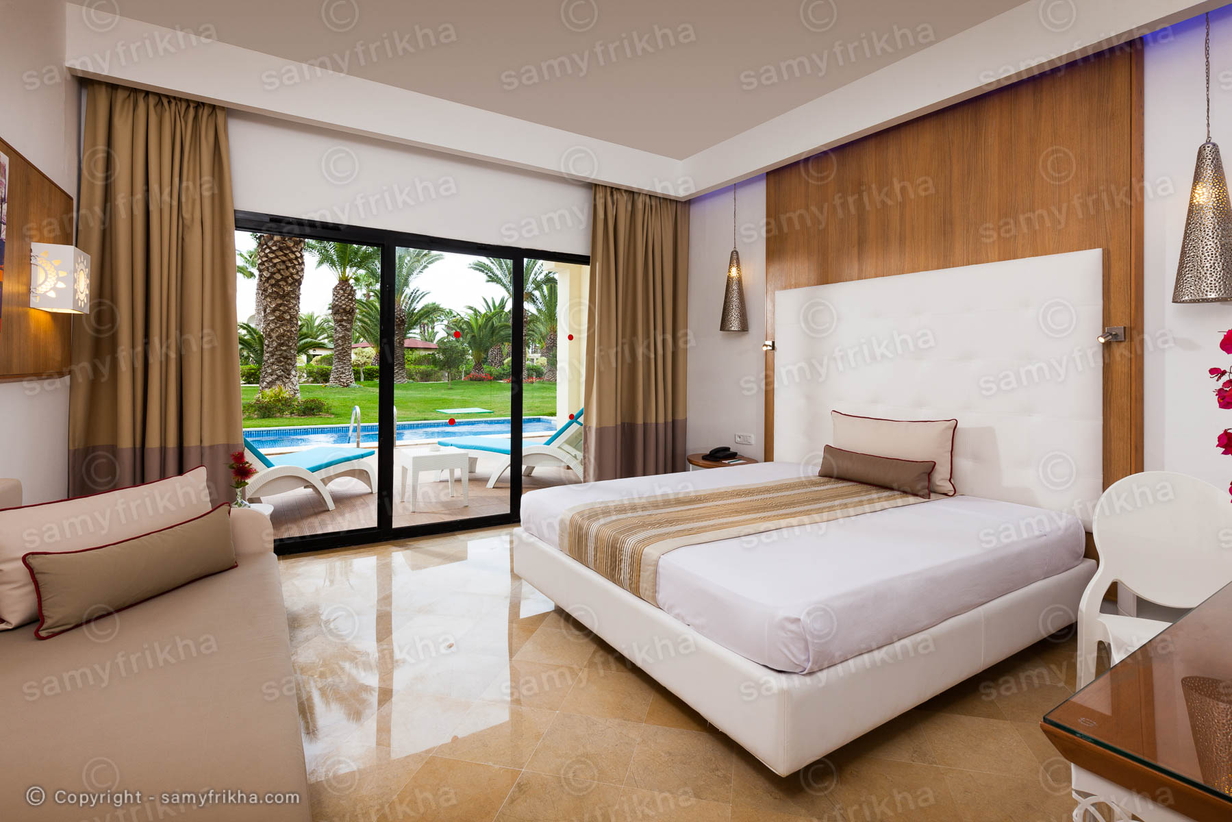 Chambre double hôtel vue jardin